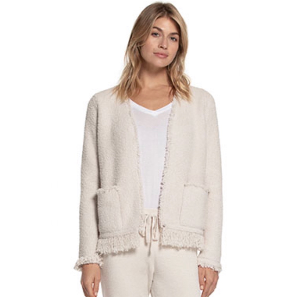 Barefoot Dreams Cozychic Fringed Cardigan Jacket